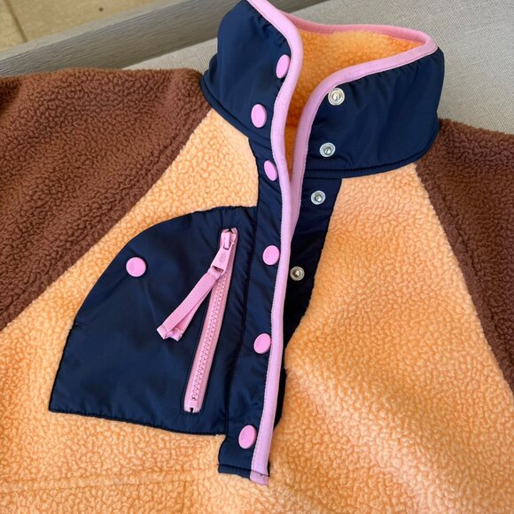 New Free People Hit The Slopes Fleece Colorblock Pullover Jacket Brown Orange XS - Picture 6 of 10